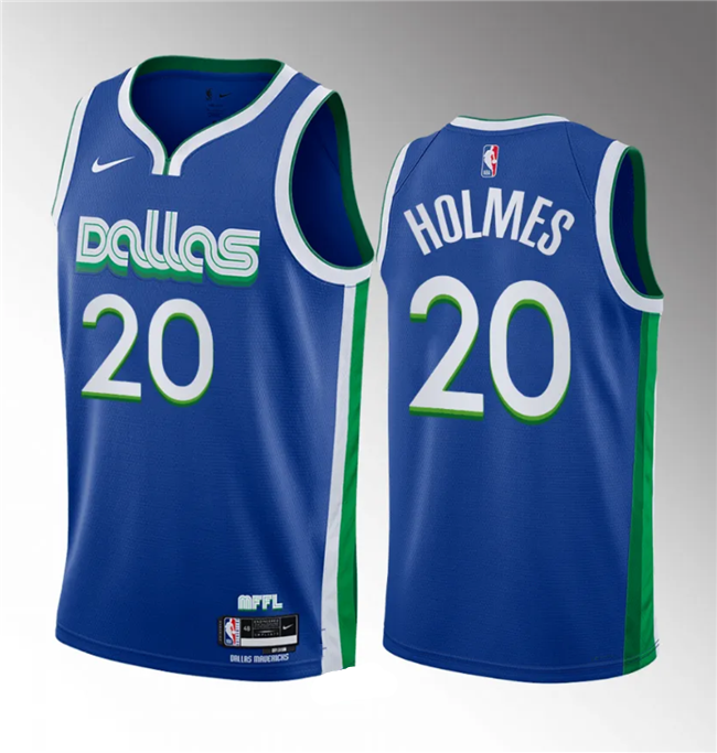 Men's Dallas Mavericks #20 Richaun Holmes Blue 2023 Draft City Edition Stitched Basketball Jersey